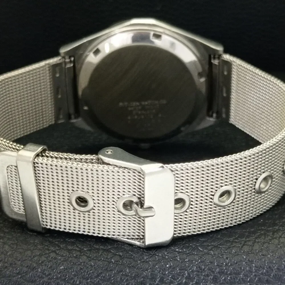 Vintage 1981 Citizen Automatic Mens Silver Watch W/daydate & Blue accents